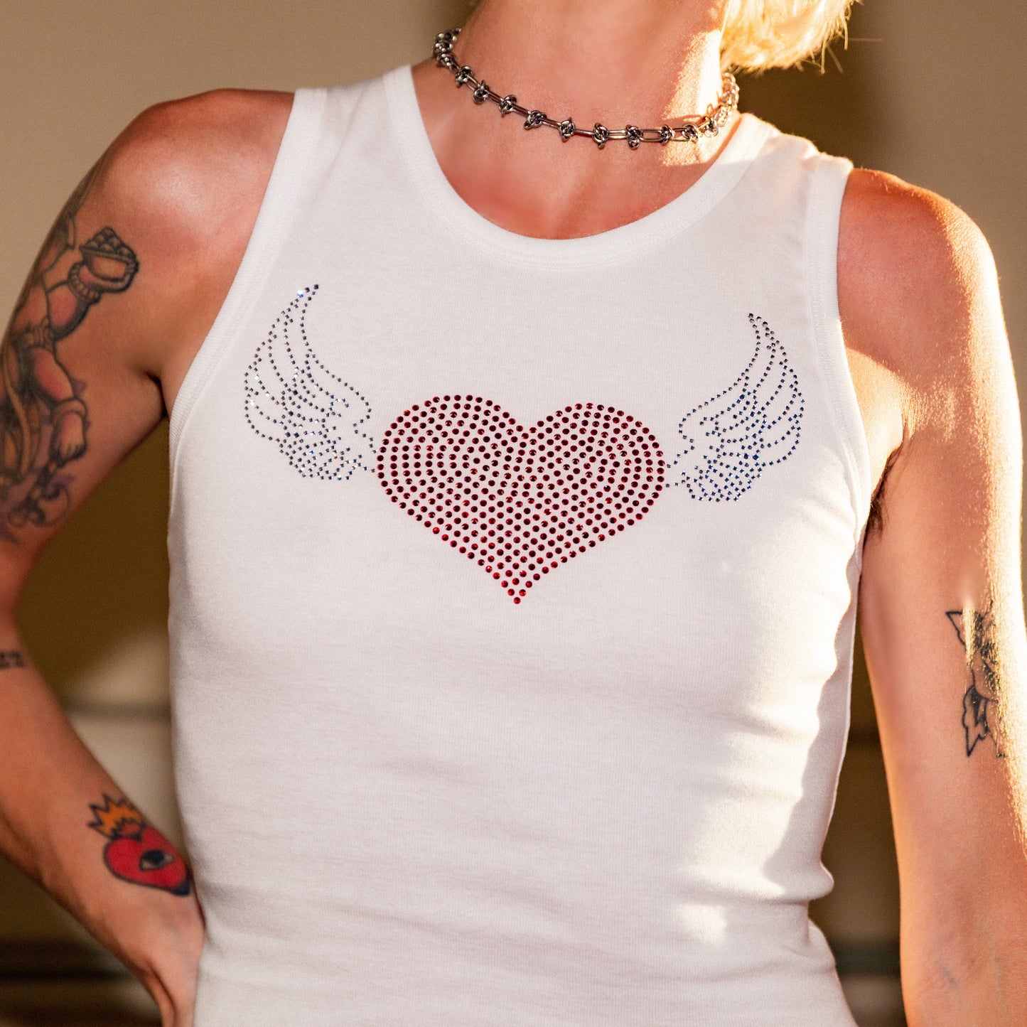 Heart Rhinestone Tank Top