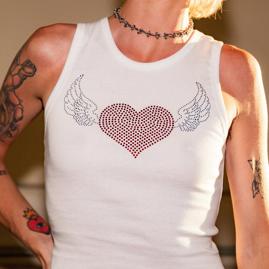 Heart Rhinestone Tank Top