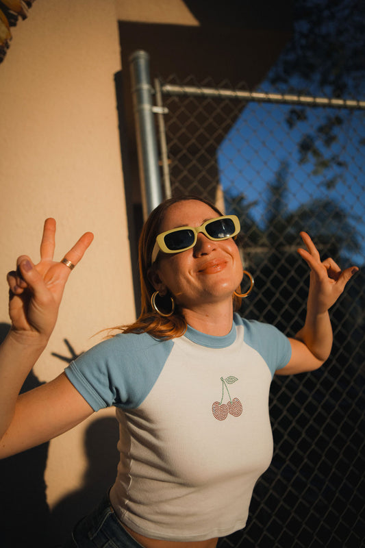 RHINESTONE CHERRIES TEE