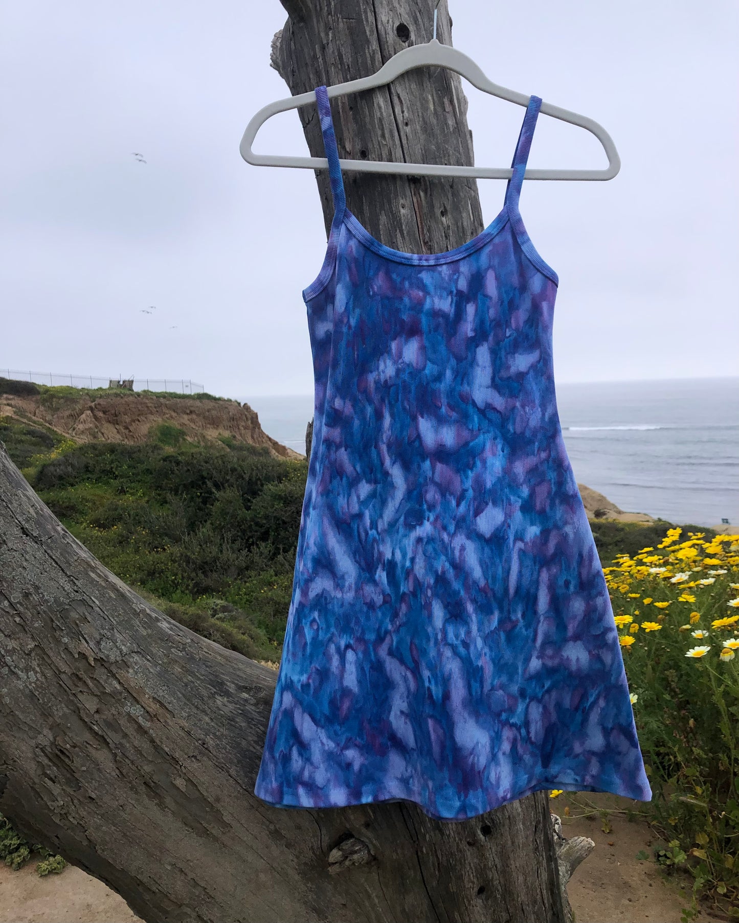 HEAVY RIB SPAGHETTI MINI DRESS IN SAPPHIRE